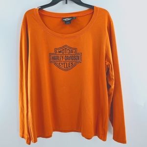 Harley Davidson orange and black long sleeve women's t-shirt 2X